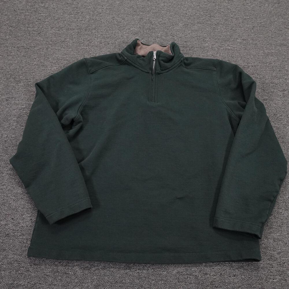 Bonobos Sweatshirt Mens Large Green 1/4 Zip Mock Neck Fleece Pullover Knit